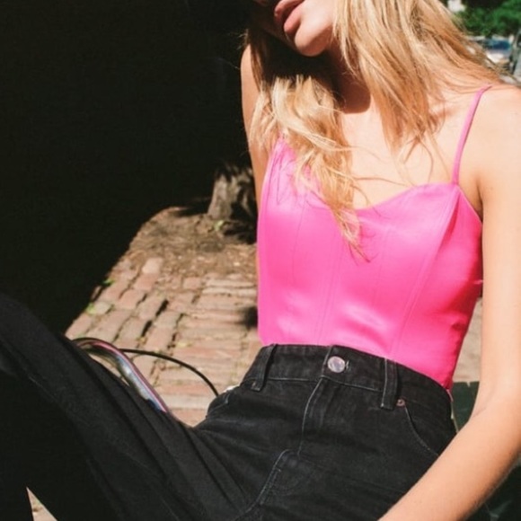 Zara Bustier Crop Top Pink Medium Satin - Picture 5 of 5